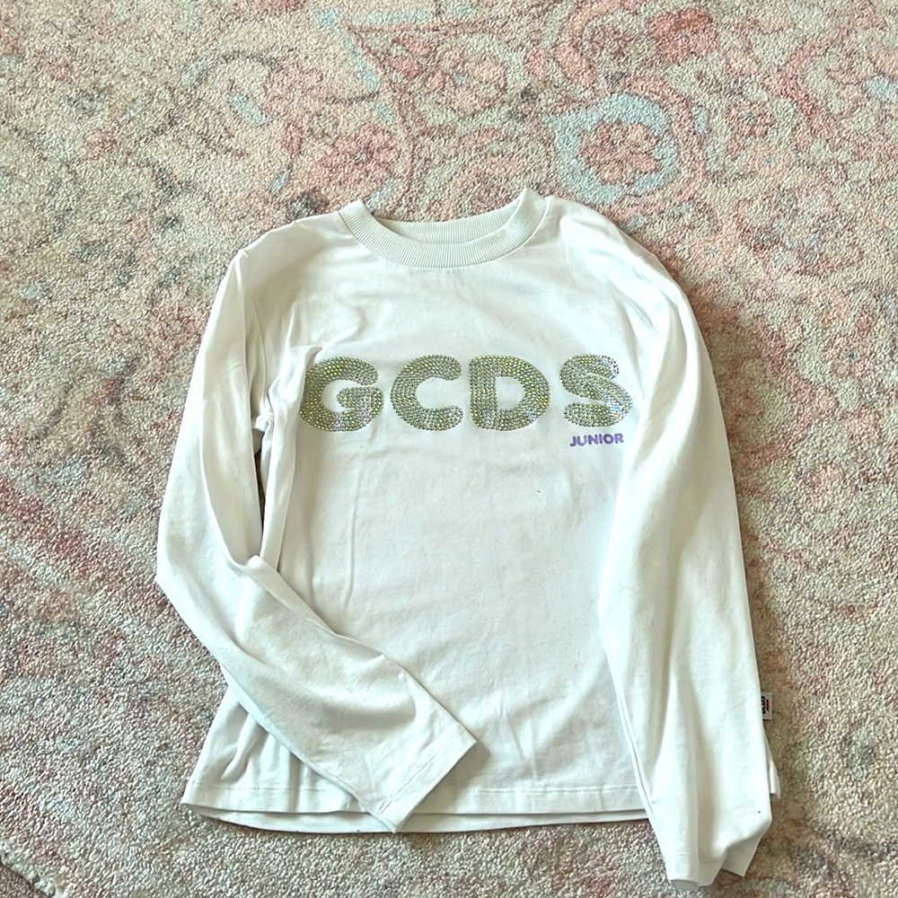GCDS girls white long sleeve top